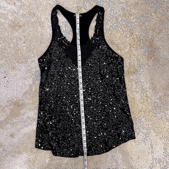Express Black Lace Neckline Sequin Tank Size Small Petite. - Picture 5 of 8
